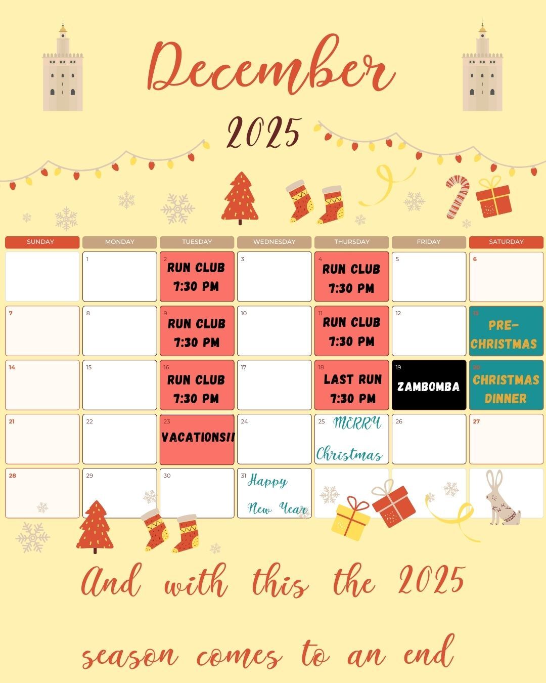 Colorful Festive Simple Illustrated Christmas Holiday Decor December 2025 Monthly Calendar (Instagram Post (45))